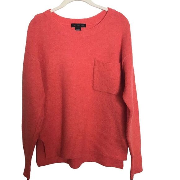 Sanctuary Wool Blend Hi-Low Oversized Sweater Coral Pink Orange - Picture 2 of 2